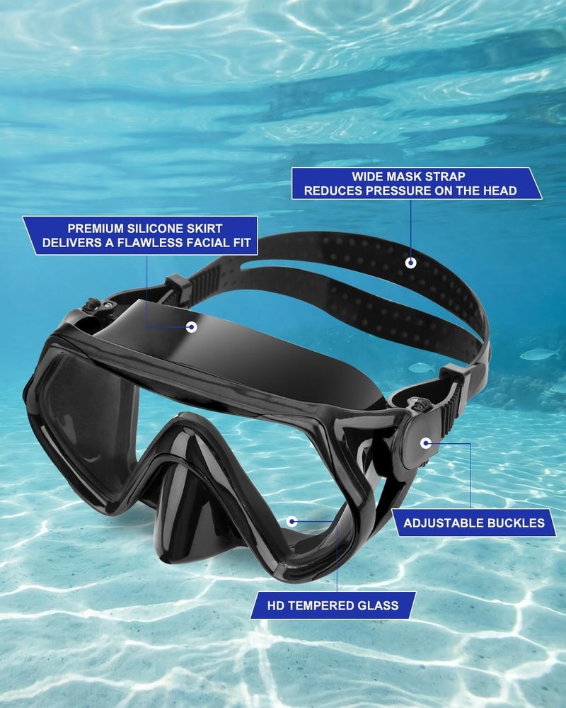 DIPUKI Snorkeling Gear for Adults, Dry Snorkel Mask Set, Scuba Diving Snorkle mask Set Adult, Panoramic Wide View Anti-Fog Dive mask, Swimming Diving Snorkeling Packages - Image 4